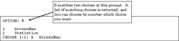 Example of Choosing from a List When Making a Partial Response.