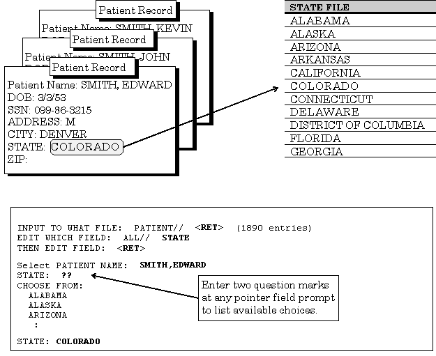 Example Showing Pointer Relationships Between Fileds and Files