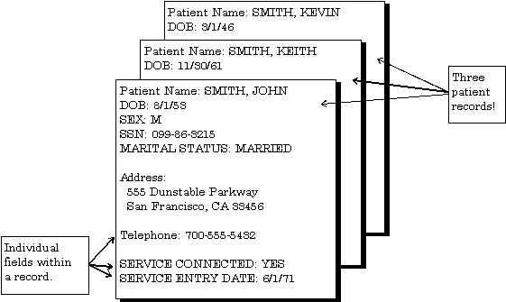 Example of Several Records in a Patient File.