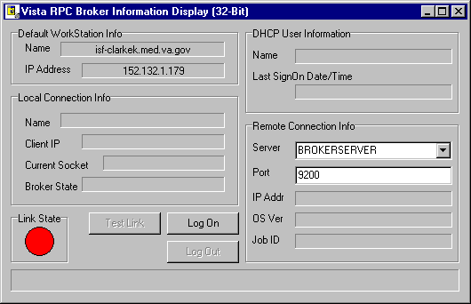 RPCTEST Program Dialog Box