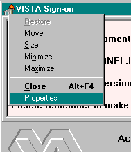 Signon Windows Properties Dialog Box