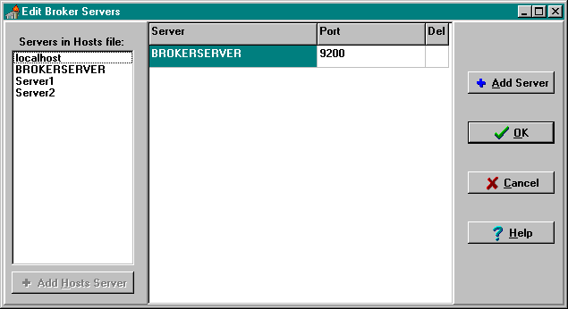 Edit Broker Servers Dialog Box