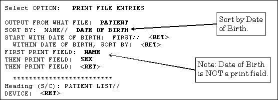 Example of Entering Sort Fields.